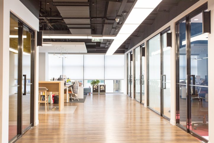 Interior of an empty modern loft office open space